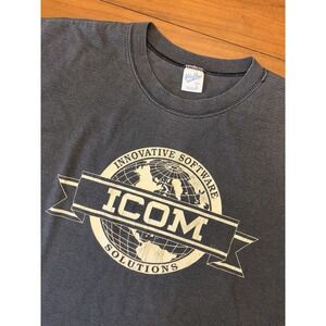 Vintage ICOM Software Solutions T-Shirt Mens L Velva Sheen 80s 90s USA Computer
